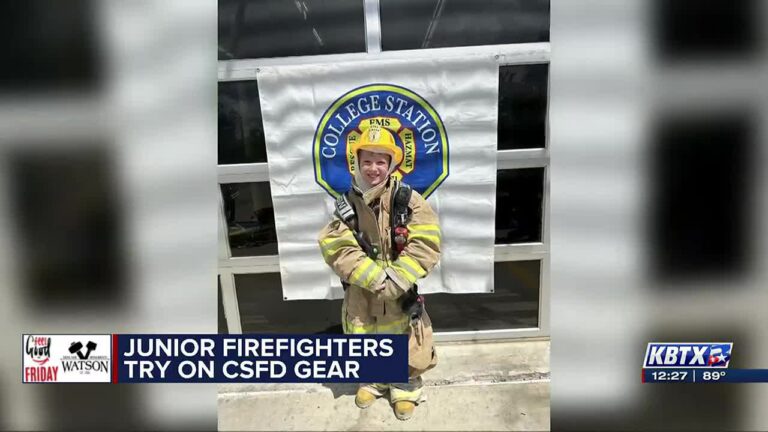 Junior firefighters get to try on CSFD gear