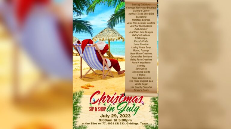 Get into the holiday spirit at the Christmas in July Sip & Shop