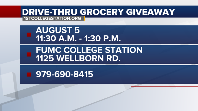 Drive-thru grocery giveaway at First UMC College Station