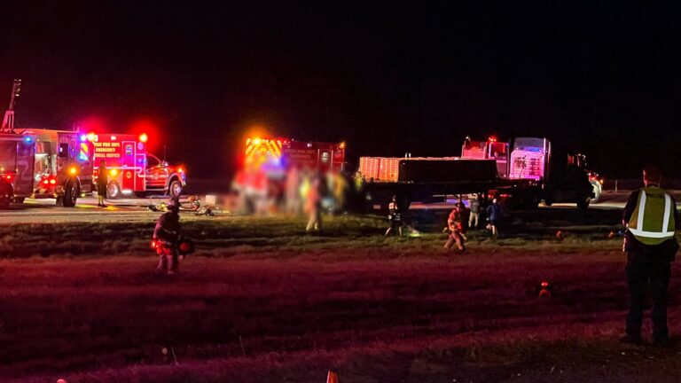 First responders on scene of crash involving 18-wheeler in Brazos County