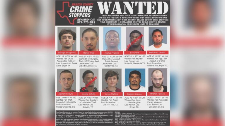 Robbery and arson suspects among Brazos County’s most wanted