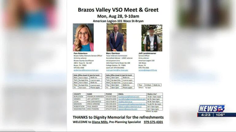 Brazos Valley VSO Meet and Greet to take place Monday