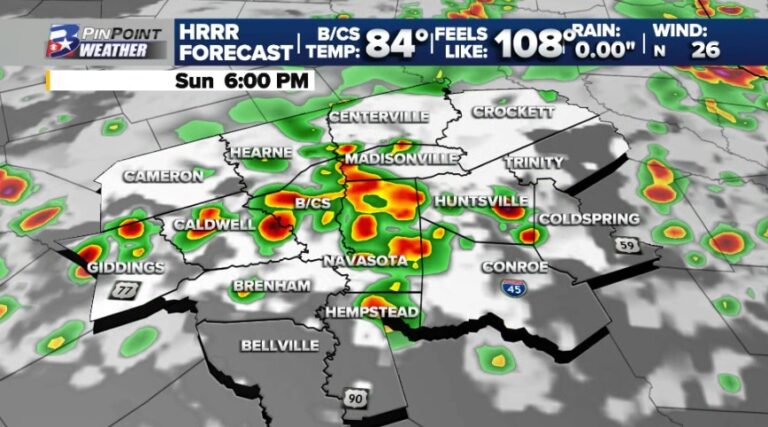 Isolated storms could produce gusty, damaging wind Sunday afternoon