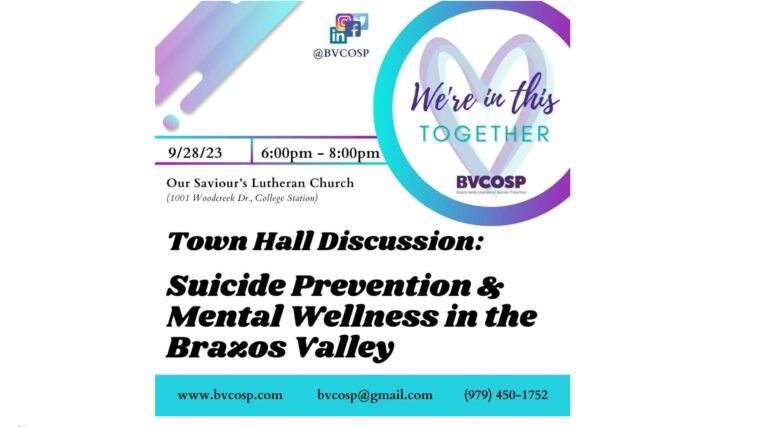 Brazos Valley Coalition on Suicide Prevention to hold first mental health town hall