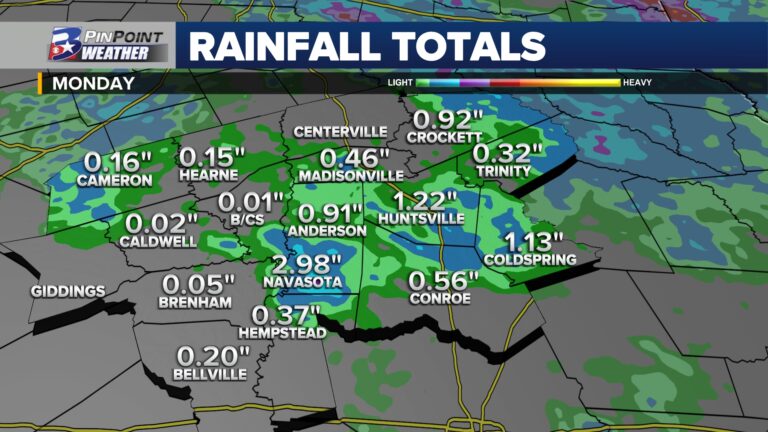 Feast/Famine: 24 hour Brazos Valley rainfall totals