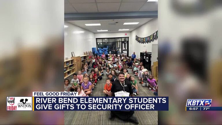 River Bend Elementary students surprise school security officer