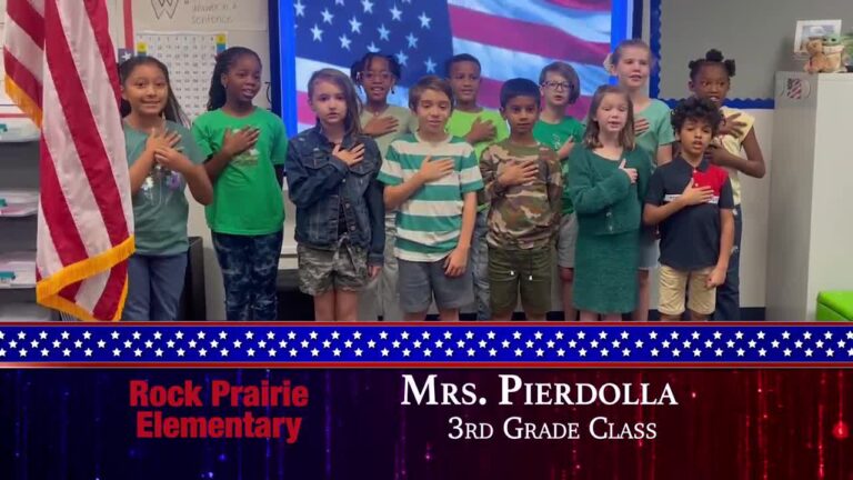 The Daily Pledge for Friday, October 6th comes from Mrs. Pierdolla’s class at Rock Prairie Elementary.