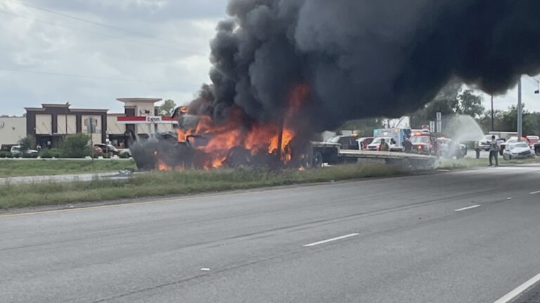 DPS responding to vehicle fire on Highway 21, impacting multiple lanes of traffic