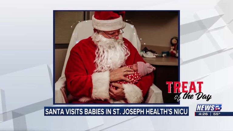 Treat of the Day: Santa visits NICU at St. Joseph Health