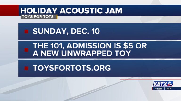 Toys for Tots Holiday Acoustic Jam set for Sunday