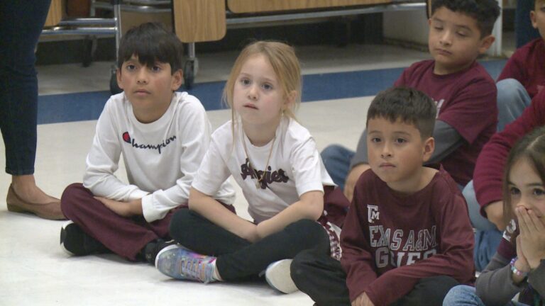 Reveille X visits students at Johnson Elementary