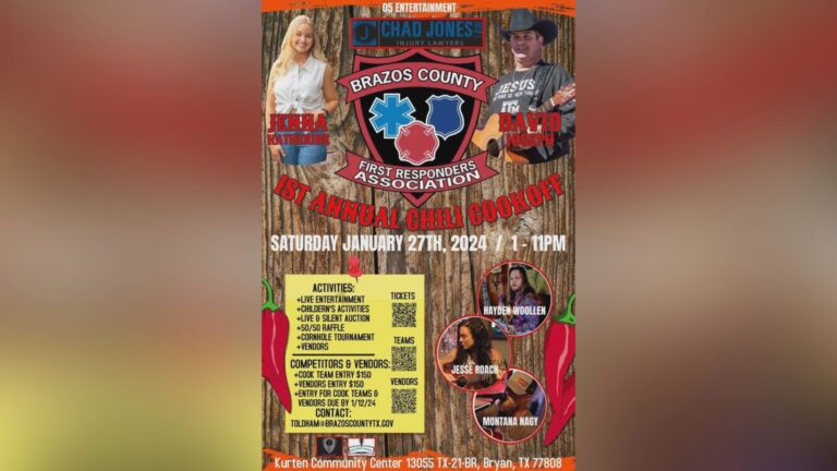 Chili cookoff and steak dinner to benefit Brazos County First Responders Association