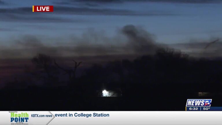 Smoke, smoldering left Tuesday morning following massive fire at Brazos County chicken farm