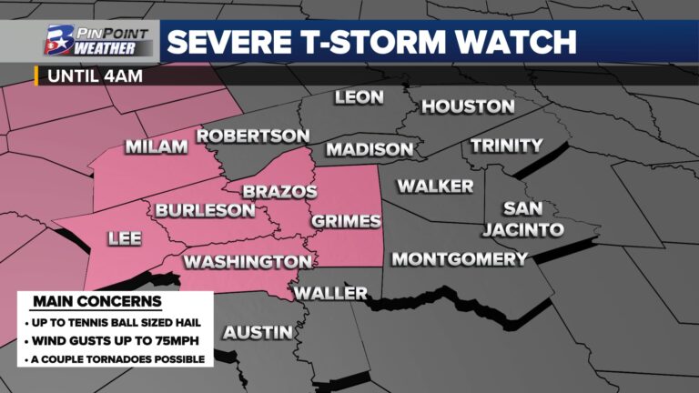 Severe Thunderstorm WATCH issued for central Brazos Valley