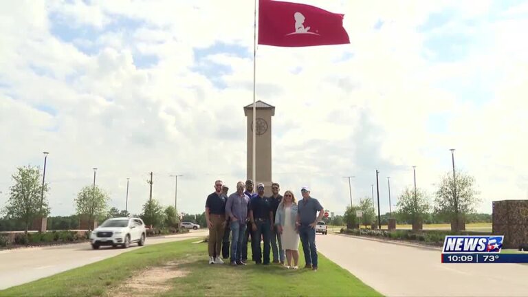 Massive St. Jude flag now flying at entrance of Southern Pointe neighborhood