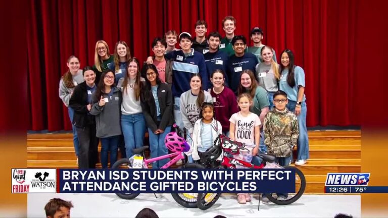 Bryan elementary students gifted bikes for perfect attendance