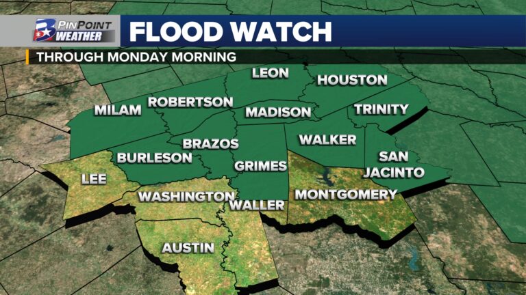 Flood Watch issued for portions of the Brazos Valley until Monday morning