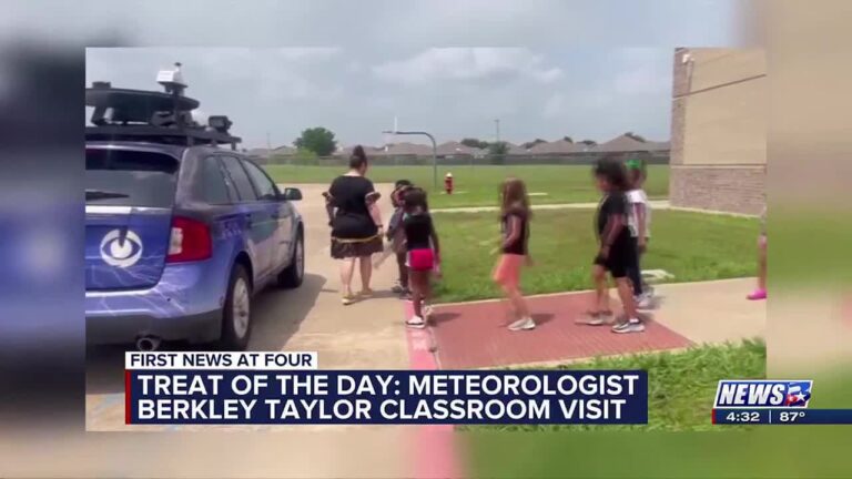 Treat of the Day: Berkley Taylor visits future meteorologists at Creek View Elementary