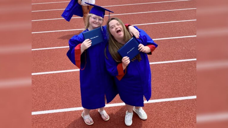 Lifelong best friends who graduated kindergarten together cross the stage as high school graduates