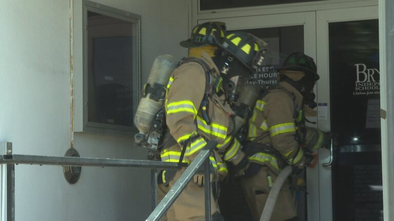 Bryan Fire using building near Downtown as training for search and rescue