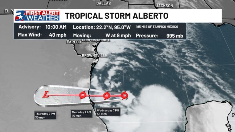 Tropical Storm Alberto forms in the western Gulf of Mexico