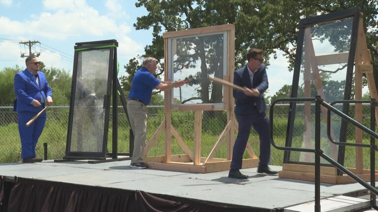 Bullet-resistant glass demonstration replaces ribbon cutting to celebrate new business