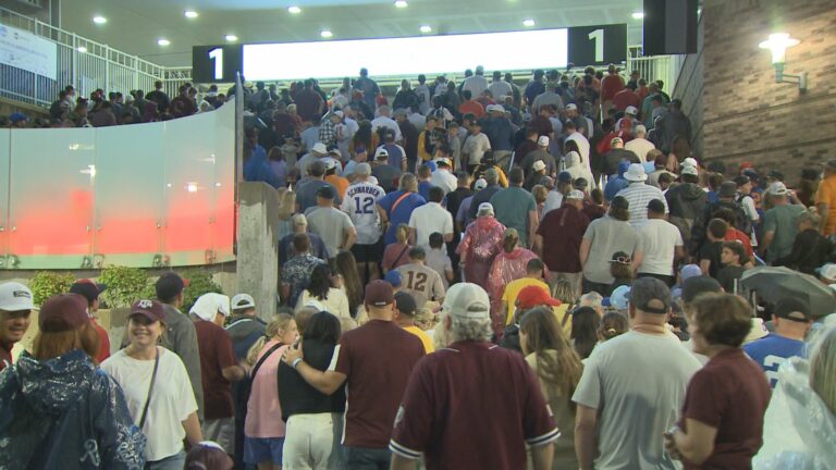 Four hour weather delay doesn’t deter A&M fans in Omaha