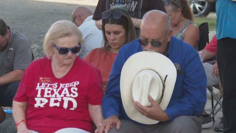 Citizens gather outside Grimes County Courthouse to pray for peace and unity