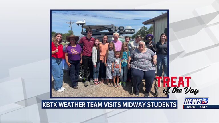 Treat of the Day: KBTX weather team visits Midway students